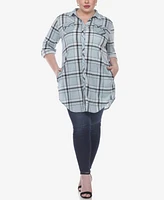 White Mark Plus Plaid Tunic Top