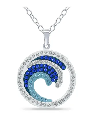 Giani Bernini Crystal Ocean Waves Circle Pendant Sterling Silver Necklace