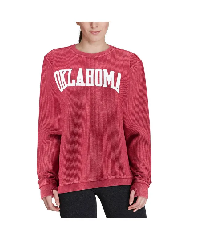 Temple Owls Pressbox Women's Comfy Cord Vintage Wash Basic Arch Pullover  Sweatshirt - Crimson