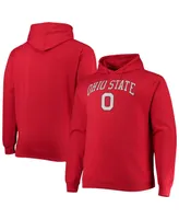 Men's Champion Scarlet Ohio State Buckeyes Big and Tall Arch Over Logo Powerblend Pullover Hoodie