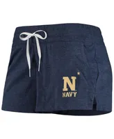 Women's Under Armour Heathered Navy Navy Midshipmen Performance Cotton Shorts