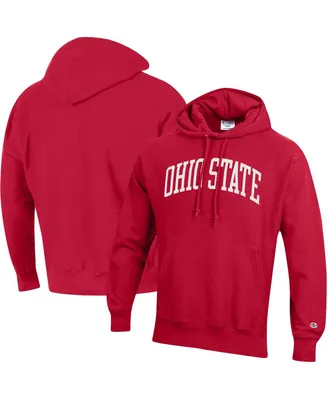 Men's Champion Scarlet Ohio State Buckeyes Team Arch Reverse Weave Pullover Hoodie