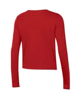 Women's Under Armour Red Wisconsin Badgers Vault Cropped Long Sleeve T-shirt