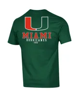 Men's Champion Green Miami Hurricanes Stack 2-Hit T-shirt