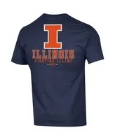 Men's Champion Navy Illinois Fighting Illini Stack 2-Hit T-shirt