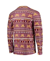 Men's Concepts Sport Maroon Minnesota Golden Gophers Ugly Sweater Long Sleeve T-shirt and Pants Sleep Set