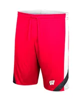 Men's Colosseum Red and White Wisconsin Badgers Am I Wrong Reversible Shorts