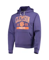 Men's League Collegiate Wear Purple Clemson Tigers Volume Up Essential Fleece Pullover Hoodie