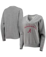 Women's League Collegiate Wear Heathered Gray Alabama Crimson Tide Victory Springs Tri-Blend V-Neck Pullover Sweatshirt