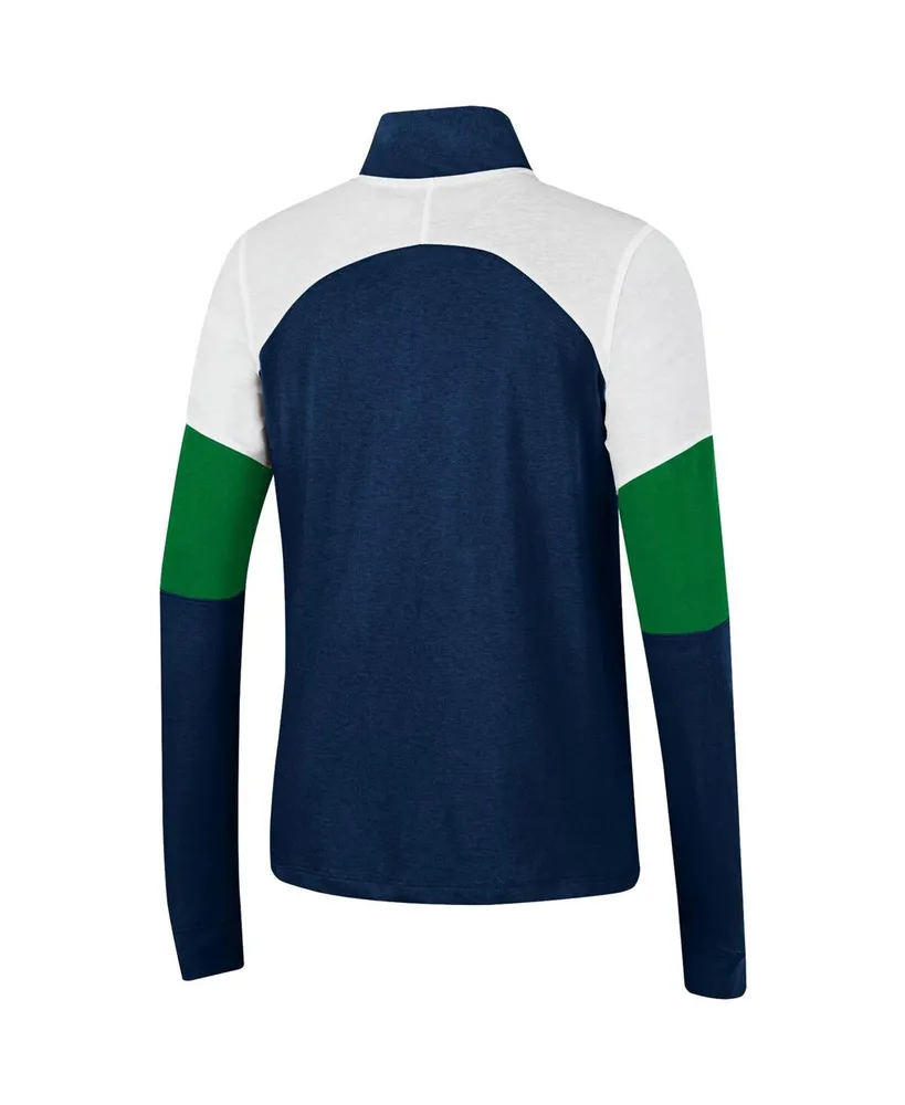 Women's Under Armour Navy Notre Dame Fighting Irish Sleeve Hit Raglan Quarter-Zip Jacket