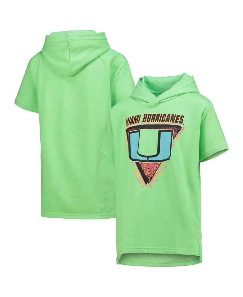 Big Boys Green Miami Hurricanes Game On Neon Daze Hoodie T-shirt