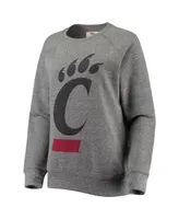 Women's Pressbox Heathered Gray Cincinnati Bearcats Big Logo Knobi Fleece Raglan Pullover Sweatshirt