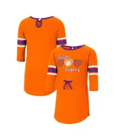 Toddler Girls Colosseum Heathered Orange Clemson Tigers Poppin Sleeve Stripe Dress