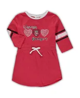 Toddler Girls Colosseum Heathered Red Wisconsin Badgers Poppin Sleeve Stripe Dress