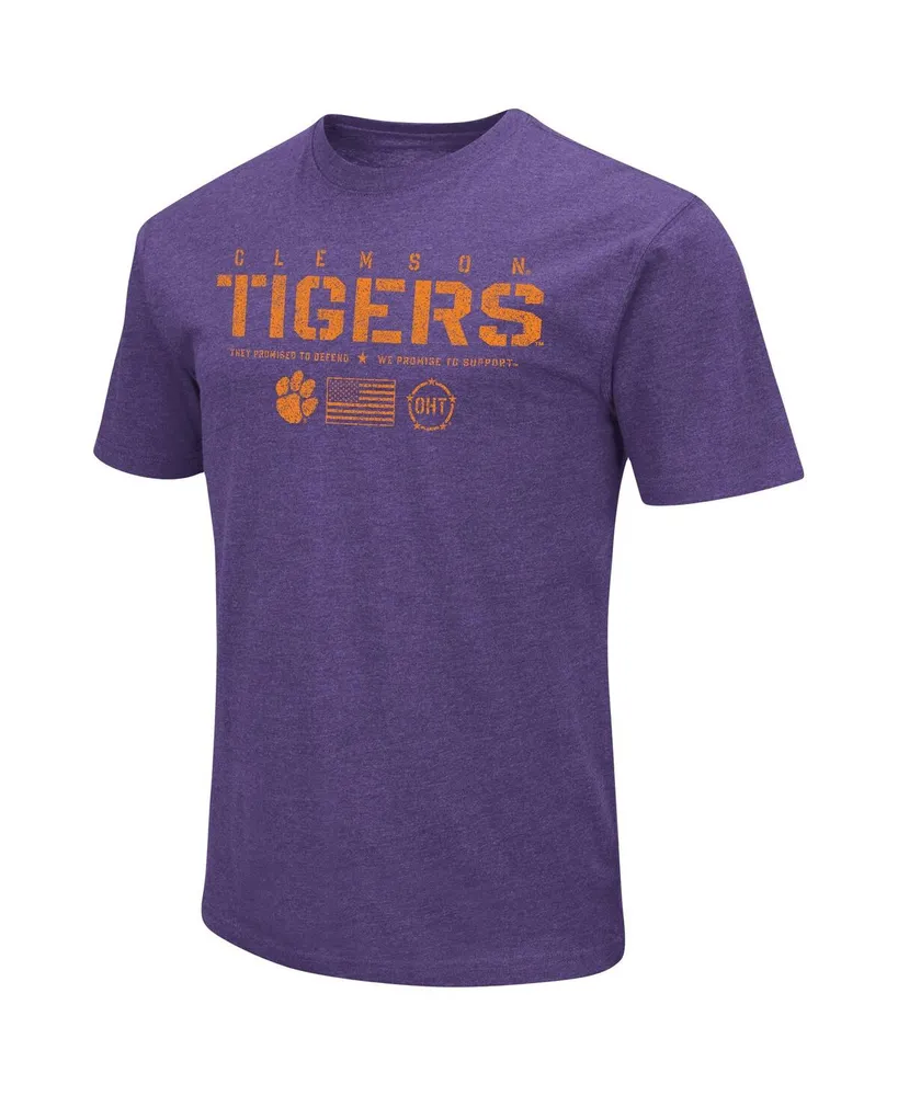 Men's Colosseum Heather Purple Distressed Clemson Tigers Oht Military-Inspired Appreciation Flag 2.0 T-shirt