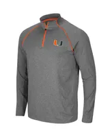 Men's Colosseum Heathered Charcoal Miami Hurricanes Robert Raglan Quarter-Zip Jacket