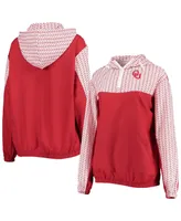 Women's ZooZatz Crimson Oklahoma Sooners Chevron Swishy Quarter-Zip Hoodie Jacket