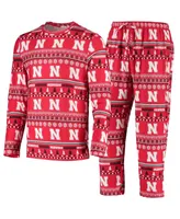 Men's Concepts Sport Scarlet Nebraska Huskers Ugly Sweater Knit Long Sleeve Top and Pant Set