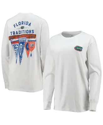 Women's Pressbox White Florida Gators Traditions Pennant Long Sleeve T-shirt