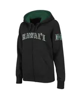 Women's Stadium Athletic Black Hawaii Warriors Arched Name Full-Zip Hoodie