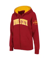 Women's Stadium Athletic Cardinal Iowa State Cyclones Arched Name Full-Zip Hoodie