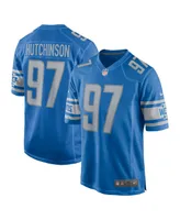 Men's Nike Aidan Hutchinson Blue Detroit Lions 2022 Nfl Draft First Round Pick Game Jersey