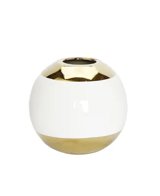 Round Bud Vase - White, Gold