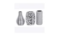 Ceramic Modern 3 Piece Vase Set - Silver