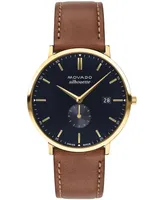 Movado Men's Heritage Tan Genuine Leather Strap Watch 40mm - Gold