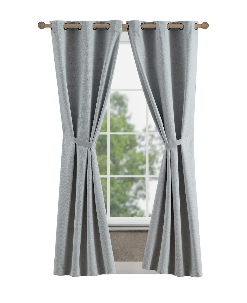 Jessica Simpson Faye Textured Blackout Grommet Window Curtain Panel Pair with Tiebacks, 38" x 96"