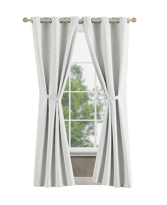 Jessica Simpson Faye Textured Blackout Grommet Window Curtain Panel Pair with Tiebacks, 38" x 96"