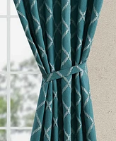 Jessica Simpson Lynee Textured Diamond Patterned Blackout Back-Tab Window Curtain Panel Pair with Tiebacks, 52" x 84"