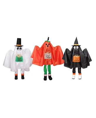 Ghost Pumpkin and Bat Standing 3 Piece Halloween Kid Figures Set, 36"