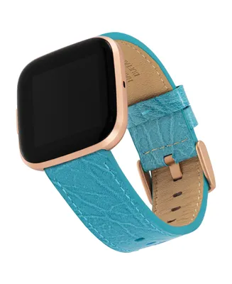 WITHit Light Blue Premium Croco Leather Band Compatible with the Fitbit Versa and Fitbit Versa 2