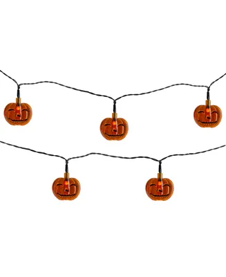 Jack-o'-Lantern 10 Piece Led Mini Halloween Lights with 6' Black Wire Set