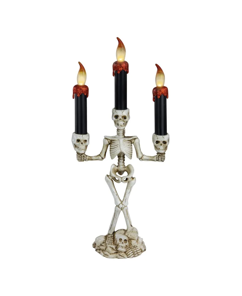 Dripping Candle Skeleton Halloween Candelabra, 14.5"