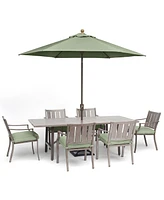 Wayland Outdoor Aluminum 7-Pc. Dining Set (84" x 42" Rectangle Dining Table & 6 Dining Chairs) with Sunbrella Cushions, Created for Macy's