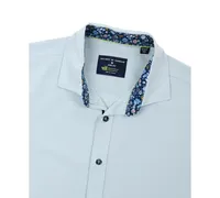 Society of Threads Men's Slim-Fit Blue Shirt