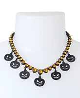 Betsey Johnson Black Faux Stone Pumpkin Bib Necklace