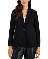 Anne Klein Petite Notched Collar One-Button Blazer