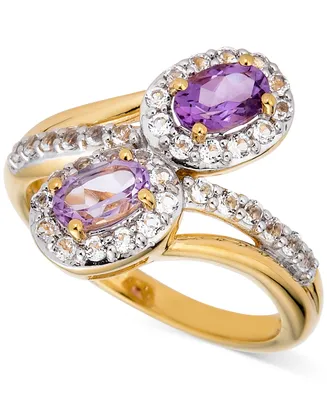 Amethyst (3/4 ct. t.w.) & White Topaz (5/8 Bypass Ring 14k Gold-Plated Sterling Silver (Also Additional Gemstones)