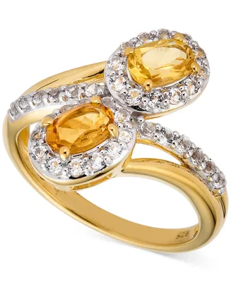 Amethyst (3/4 ct. t.w.) & White Topaz (5/8 ct. t.w.) Bypass Ring in 14k Gold-Plated Sterling Silver (Also in Additional Gemstones)