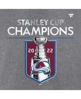 Men's Fanatics Heathered Gray Colorado Avalanche 2022 Stanley Cup Champions Locker Room Performance T-shirt