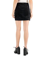 Tinseltown Women's Solid Unlined Velvet Seamed Mini Skirt