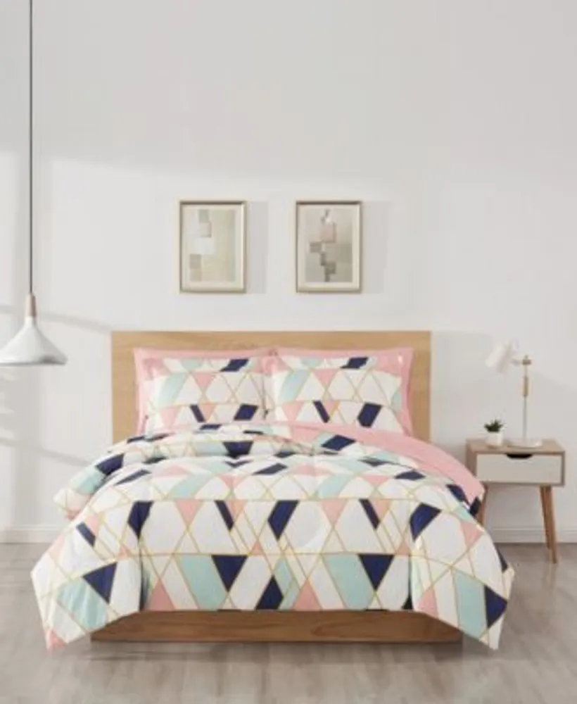 Style 212 Geo Pink Blue Bed In A Bag Collection