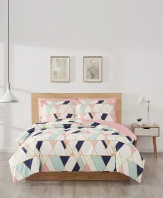Style 212 Geo Pink Blue Bed In A Bag Collection