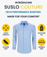 Suslo Couture Men's Solid Slim Fit Wrinkle Free Stretch Long Sleeve Button Down Shirt