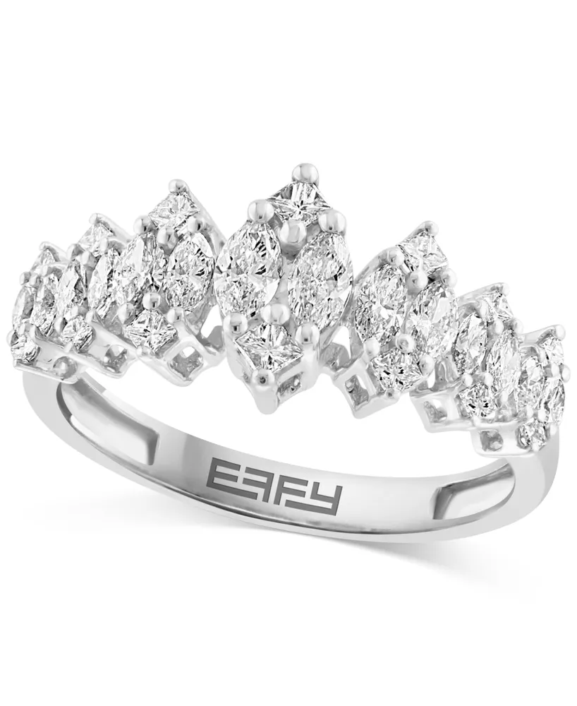 Effy Diamond Princess & Marquise Cluster Ring (7/8 ct. t.w.) in 14k White Gold