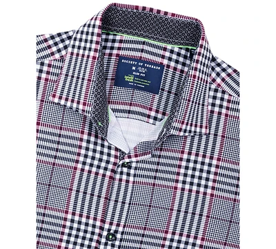 Men's Regular Fit Non-Iron Plaid-Print Performance Stretch Dress Shirt