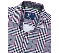 Men's Slim Fit Non-Iron Plaid-Print Performance Stretch Dress Shirt